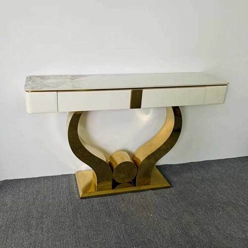 YZK玄关轻奢玄关柜设计师入户靠墙条案端景台现代不锈钢岩板带储