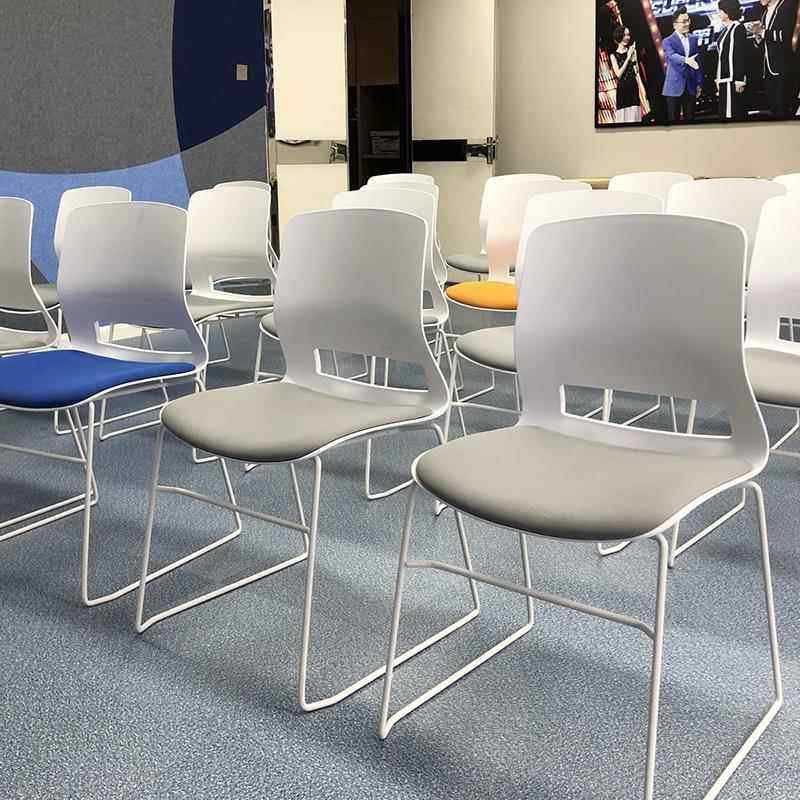 会议培训椅可叠落弓形无扶手简约座椅洽谈会议室会客靠背办公椅