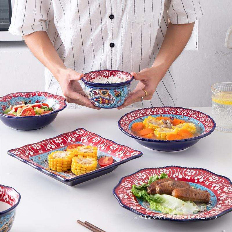 土耳其陶瓷吃饭碗创意沙拉碗面碗汤碗好看的成套餐具套装碗盘家用