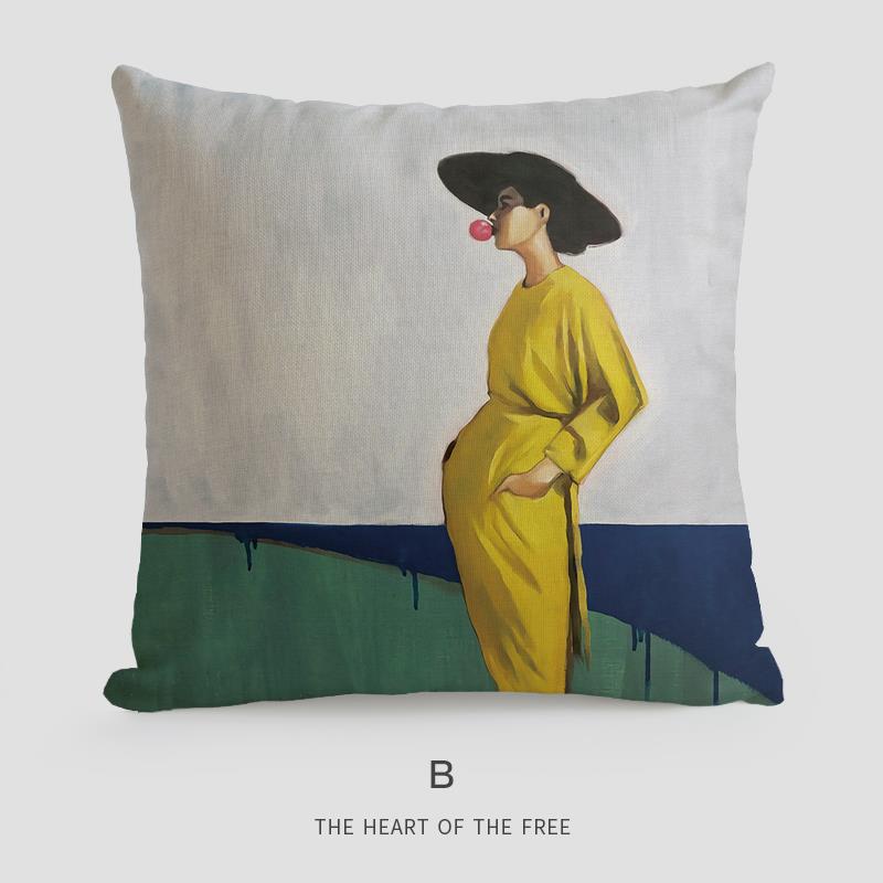 正品发现代轻奢小众样板房抱枕套成熟女士简欧约靠垫靠枕卧式现代