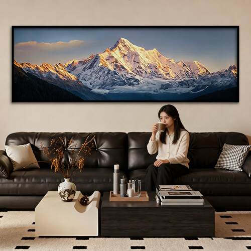日照金山客厅挂画现代轻奢风装饰画靠山图雪山壁画办公室书房卧室