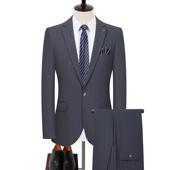 男士 修163 韩版 装 L身结婚礼服西 商套务正装 高端条纹毛西服羊套装