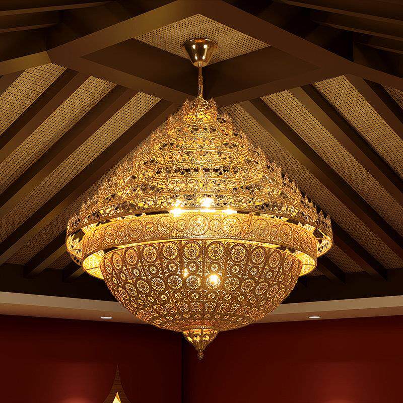 异丽东南亚风格楼梯铁艺吊灯泰国覆古怀旧工业风客厅饭厅泰式灯具