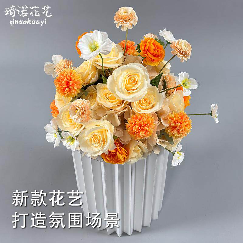 新款婚庆婚礼堂花球真花路仿挂引花花球盆花花点花装假饰花绢花道