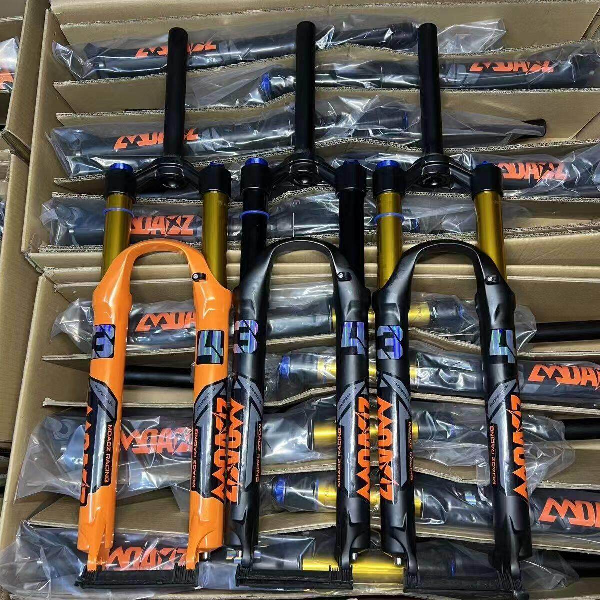 玛卡威登山自行车前叉34管120行程超软避震快拆可锁死气压前叉