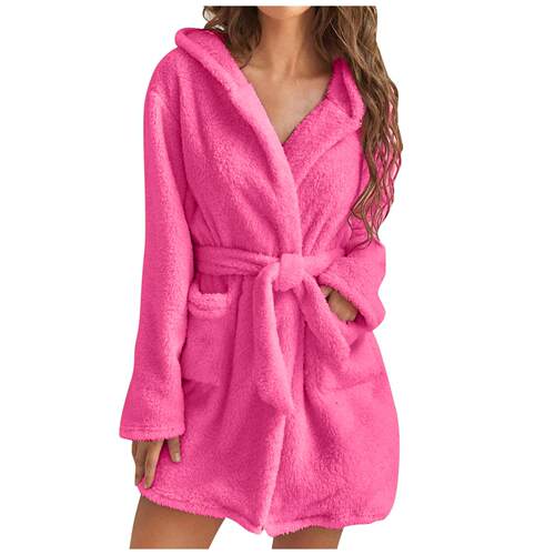 Women's Plus Size Plush Fleece Robe - Soft Fluffy Bathrobe
