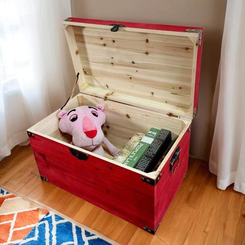 复古木箱带盖储物箱实木收纳箱带锁小木盒做旧服装店装饰道具箱子