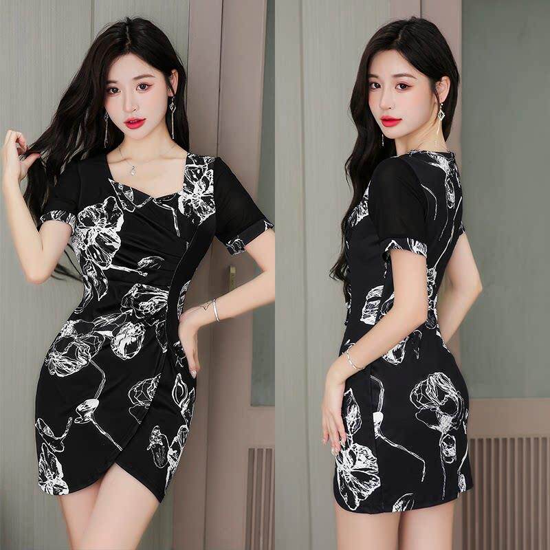 夏季夜总店低胸连衣裙足疗足浴技师工作服夜店性感女装修身包臀