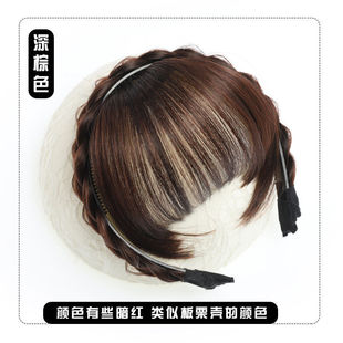 自然遮白发发箍鱼骨辫假发刘海一体增高颅顶头箍压发卡发窟遮发缝