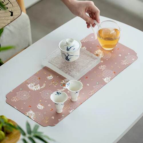 双面加厚小老虎茶席织锦缎防水桌旗茶桌茶台高端装饰布艺桌布茶垫