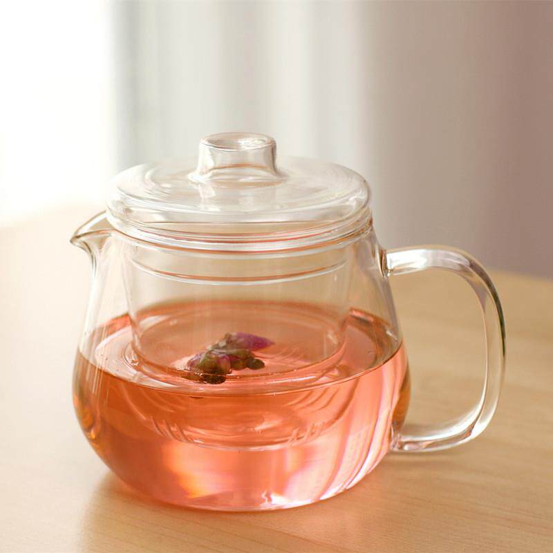 花草过滤压嘴泡茶壶耐高温吹制企鹅花茶壶套装北欧风茶壶茶具