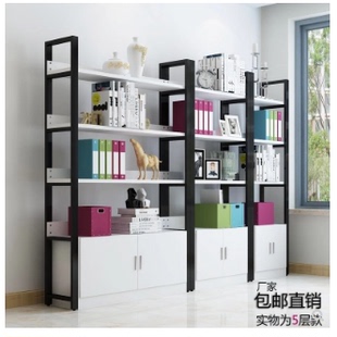 简易书架家用落地客厅展示柜多层多功能带柜现代简约卧室储物架子