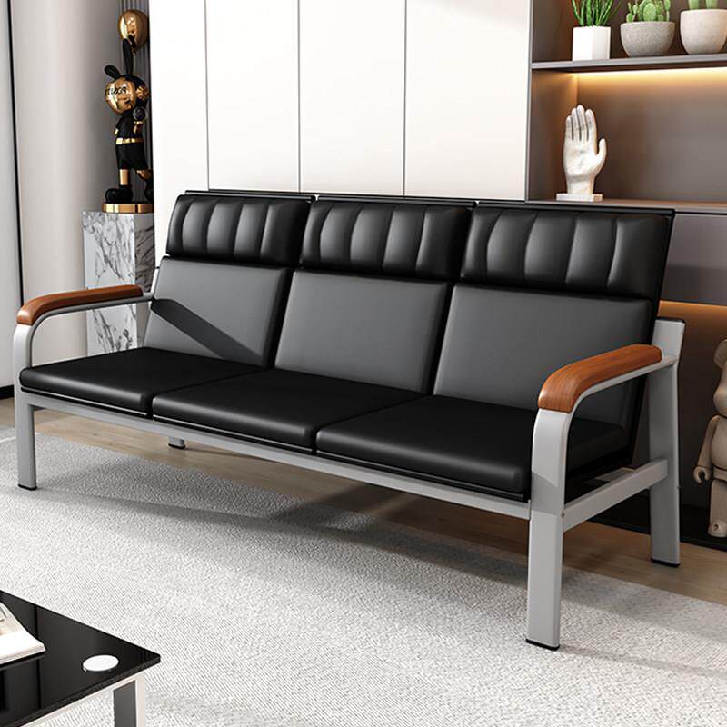 办公沙发三人位茶几组合铁艺简易简约小型办公室商务会客接待排椅