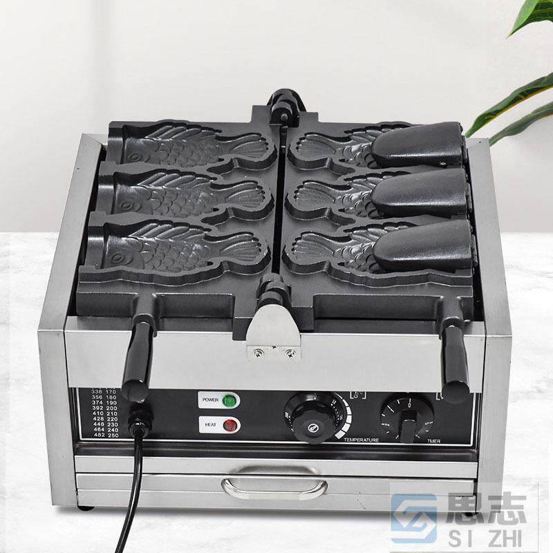 鲷鱼烧机器商用三条鱼开口雕鱼饼机锅110V商业电热欧规美规烤饼机