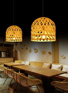 日式吊创16653意个性灯饭餐厅台民宿店茶室复古吧灯竹编鸟巢草帽