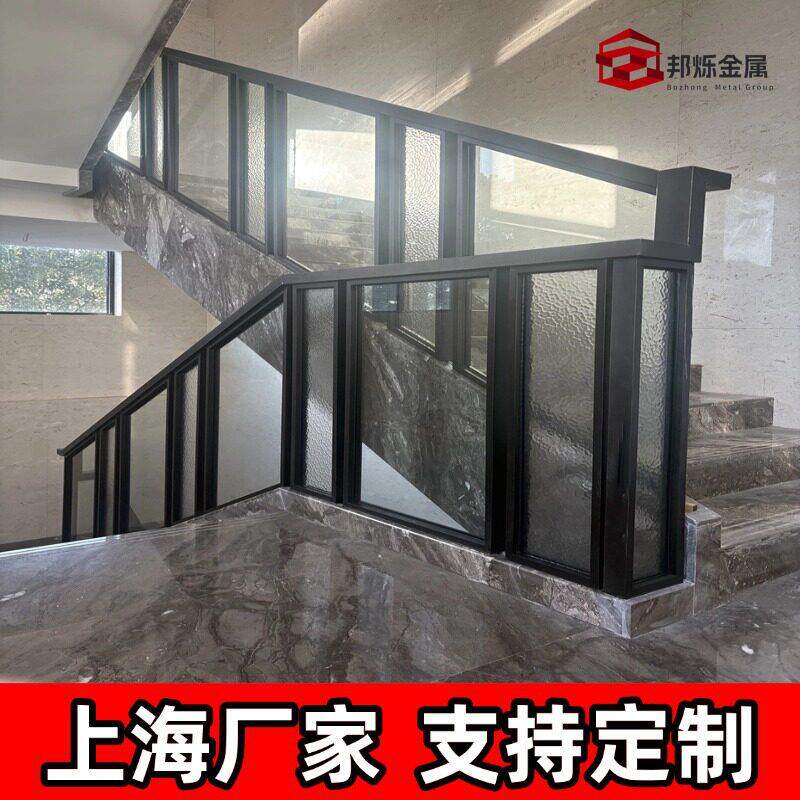 别墅楼梯扶手上海厂家安装艺术玻璃护栏不锈钢立柱阳台露台围栏