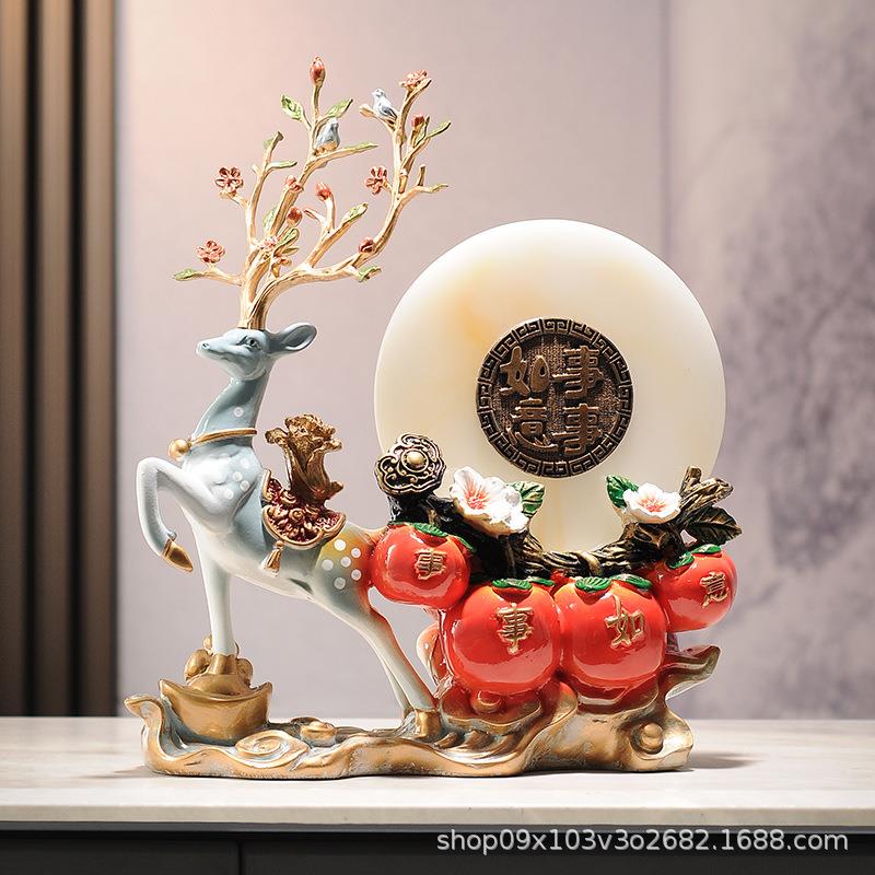 梅花鹿装修搭配摆件节节高升鹿 软装公司装饰品工艺装潢摆件家用