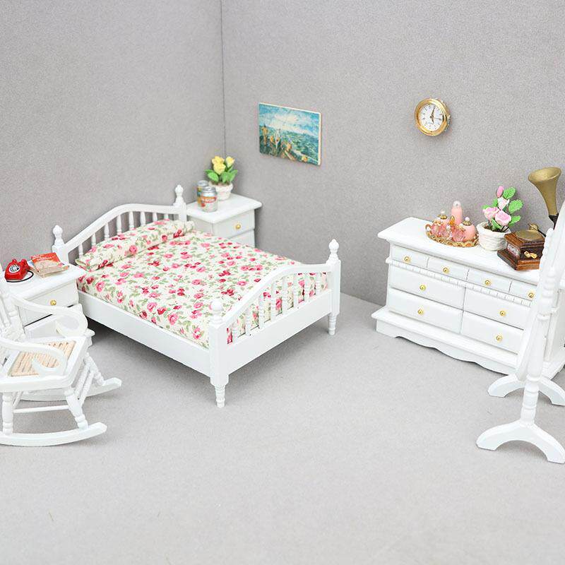 1：12迷你娃娃屋卧室套装6套dollhouse 12分娃娃用摆件ob11床镜子