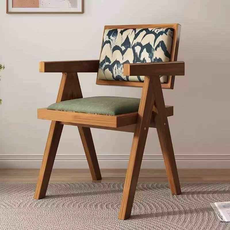 实木餐椅家用中古风昌迪加尔椅侘寂风软包扶手靠背椅休闲藤编椅子,住宅家具,餐椅,淘宝优惠券,粉丝福利购,淘宝优惠卷