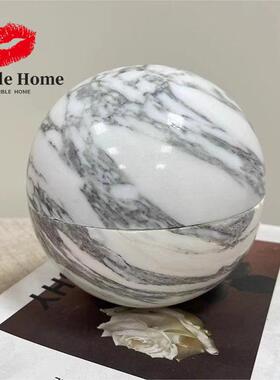 现代创意天然米黄洞石材香熏炉艾灸香炉摆放客厅简约桌面手工摆件