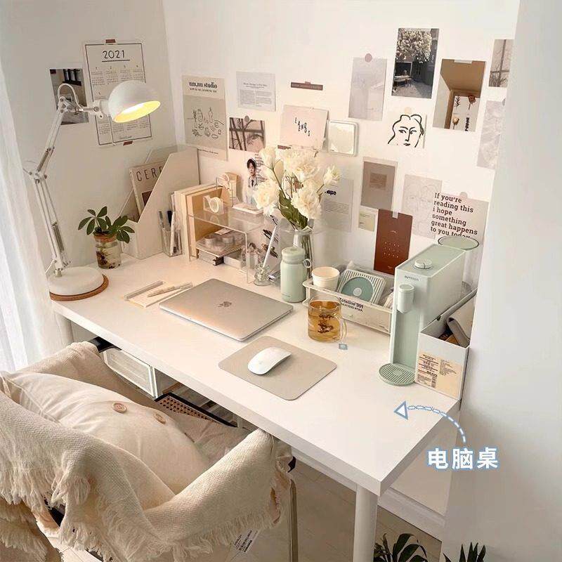 电脑桌子女生卧室书桌学生家用简易办公桌长条学习桌ins风化妆桌