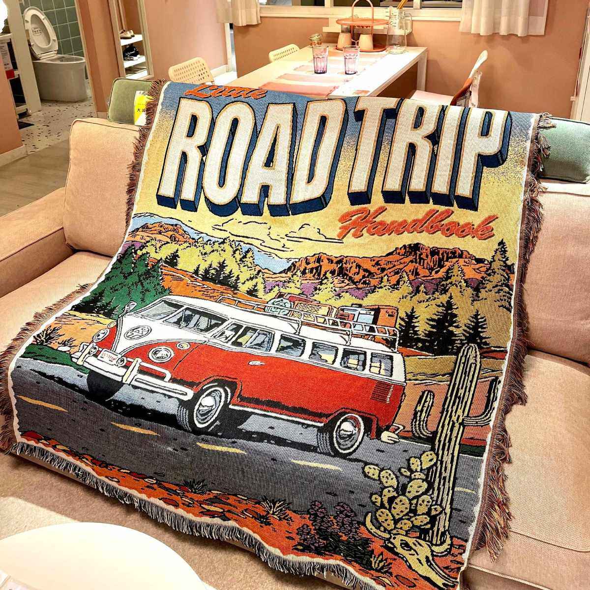 公路旅行艺术挂毯沙发毯针织盖毯客厅装饰墙布棉线挂毯床盖毯地毯,居家布艺,挂毯/壁毯,淘宝优惠券,粉丝福利购,淘宝优惠卷