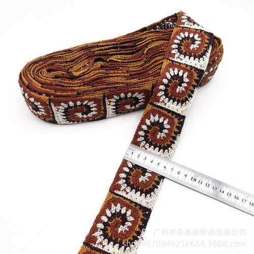 厂家直供6cm机织仿手钩花边条码钩针花边鞋子服装帽子包包配饰