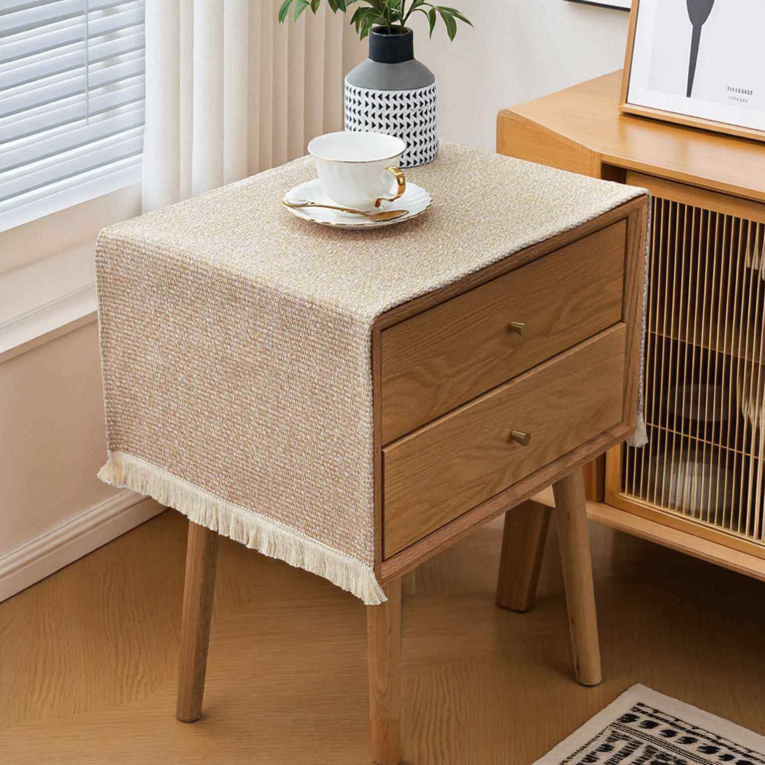 床头柜罩美式高级感轻奢流苏提花布艺方巾盖布卧室轻奢高档编织垫,居家布艺,万能盖巾,淘宝优惠券,粉丝福利购,淘宝优惠卷