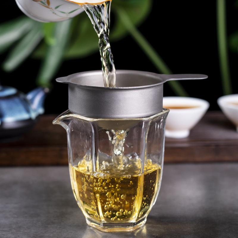 600目超厚钛茶滤夫泡茶滤茶隔多用茶漏细密钛滤网过滤网漏斗无孔
