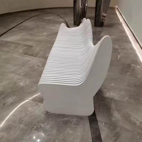 实木切片座椅酒店民宿异形长椅商场售楼处家用创意休息坐凳厂家