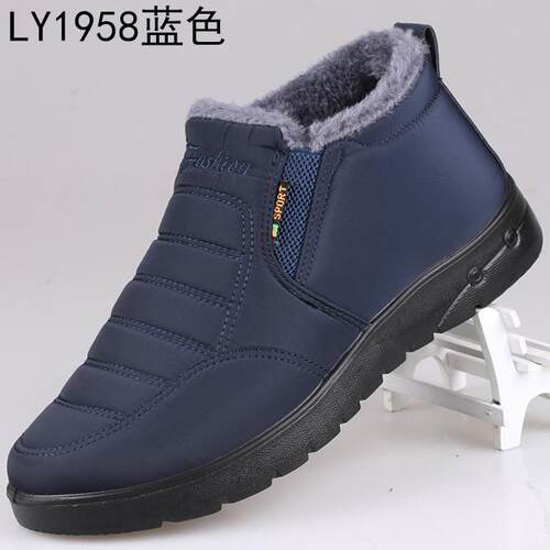 高档老北款京布鞋男棉爸鞋冬季帮加绒高保暖休闲防水加厚中老年爸