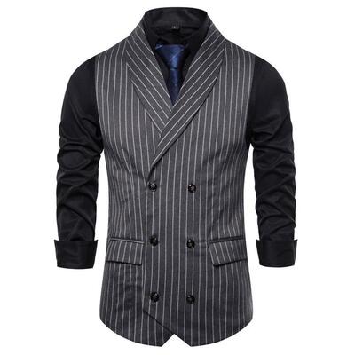 Striped green fruit collar suit vest, men's vest