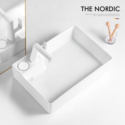 台控台上盆隐藏式侧后下水阳台洗手盆洗衣机洗手池陶瓷家用洗脸盆