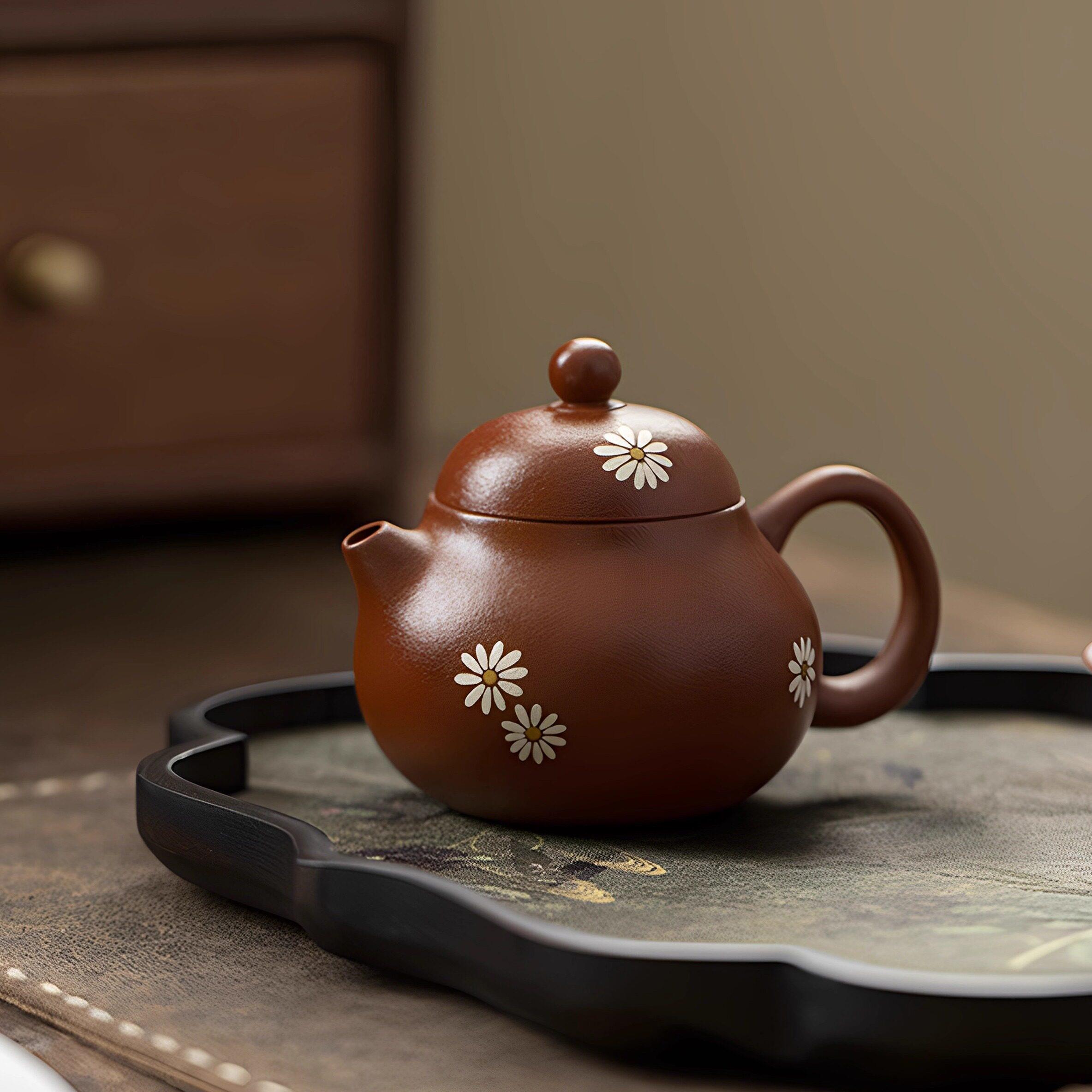 手作紫砂壶原矿朱泥小文旦壶小雏菊茶壶功夫茶具迷你小号茶壶茶杯