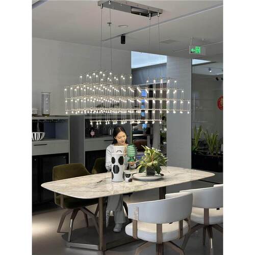 餐厅吊灯现代简约高级感别墅卖场长条岛台饭厅灯店铺商用吧台吊灯