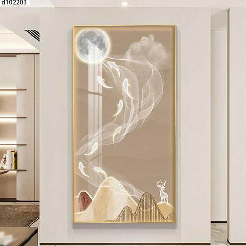 鱼图玄关装招财饰画LED暖光镶亮灯画入户走廊过烤福路金山道高档