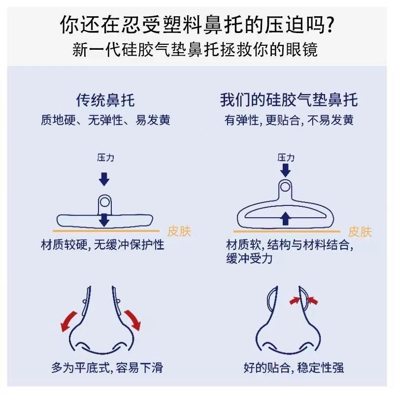气囊眼镜硅胶鼻子减压眼镜鼻托