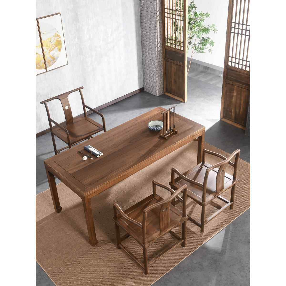 需定制书桌实木书法桌大板老榆木客厅画案家用新中式茶桌写字长桌