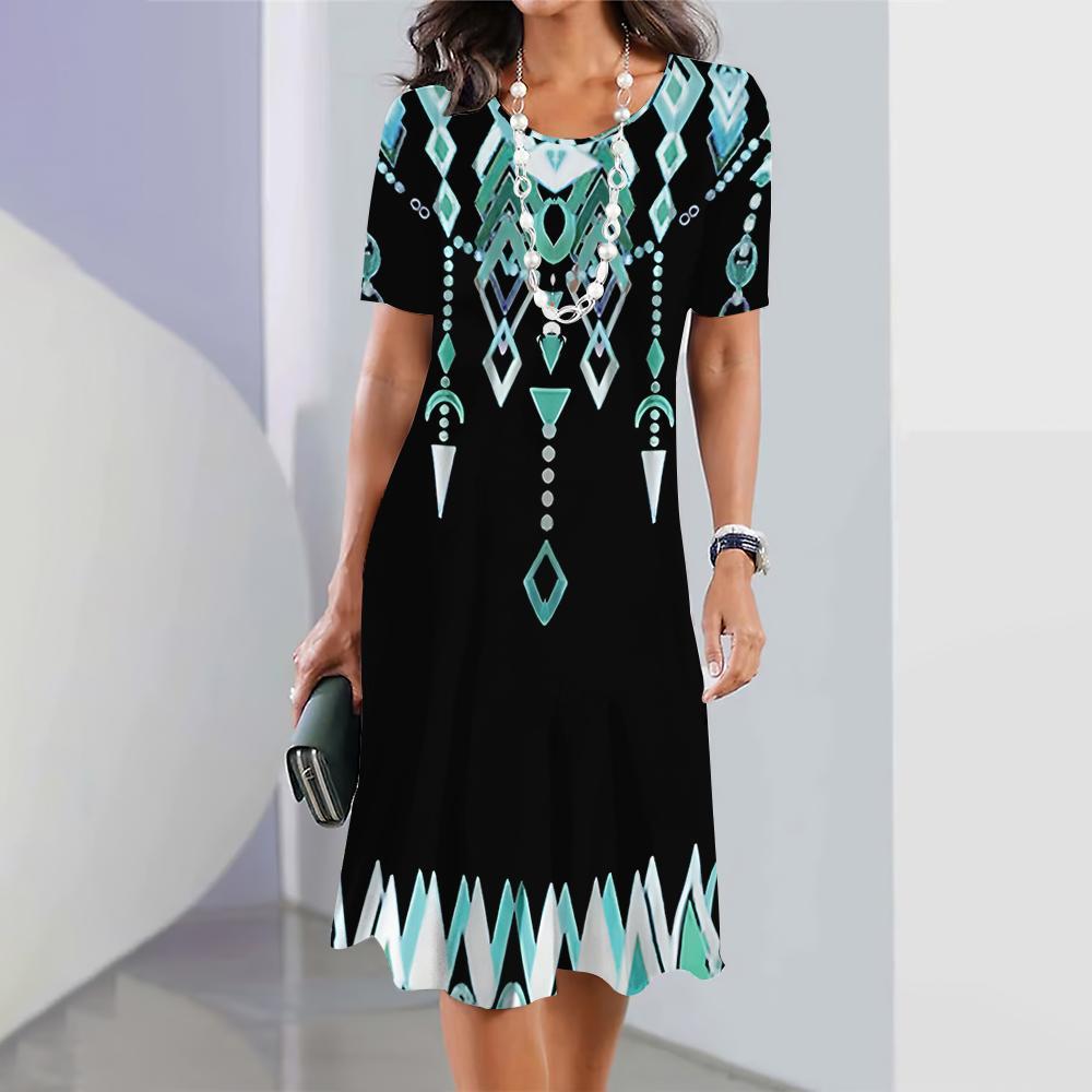 womens -line dresses round retro simplicity dress pullover