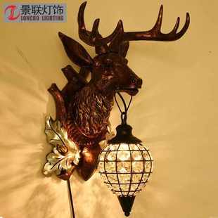 【批发】鹿角壁灯北欧式客厅酒吧床头个性创意店铺鹿头装饰背