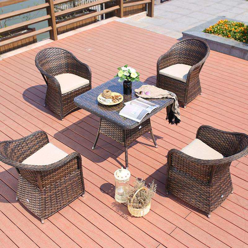 户外藤编桌椅套件组合休闲铝合金藤椅酒店花园别墅欧式沙发椅藤艺