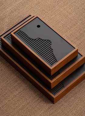 轻茶海家用奢沥托盘简制易竹蓄水54598式茶盘单水独一人小型干泡