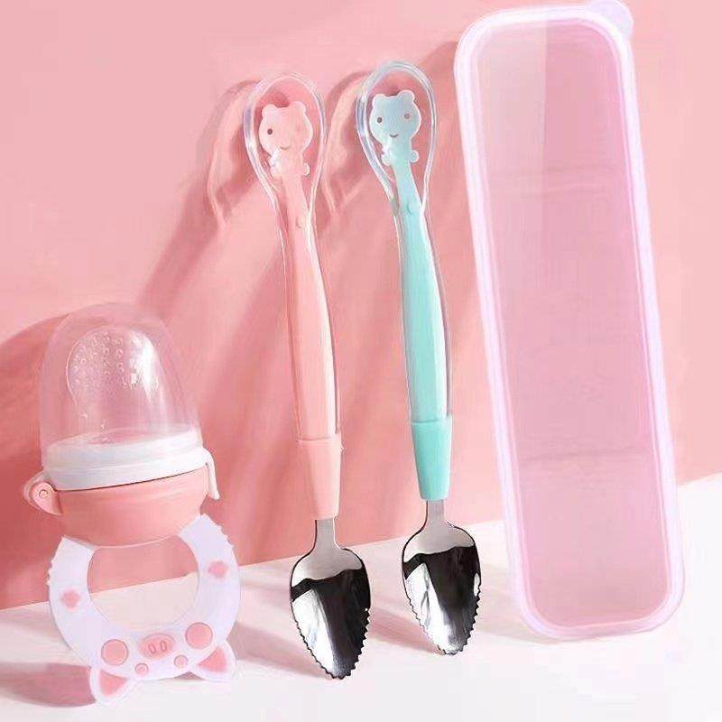 刮泥勺婴儿水果苹果泥勺子挖泥勺宝宝辅食勺子硅胶软勺双头喂水,婴童用品,儿童勺,淘宝优惠券,粉丝福利购,淘宝优惠卷