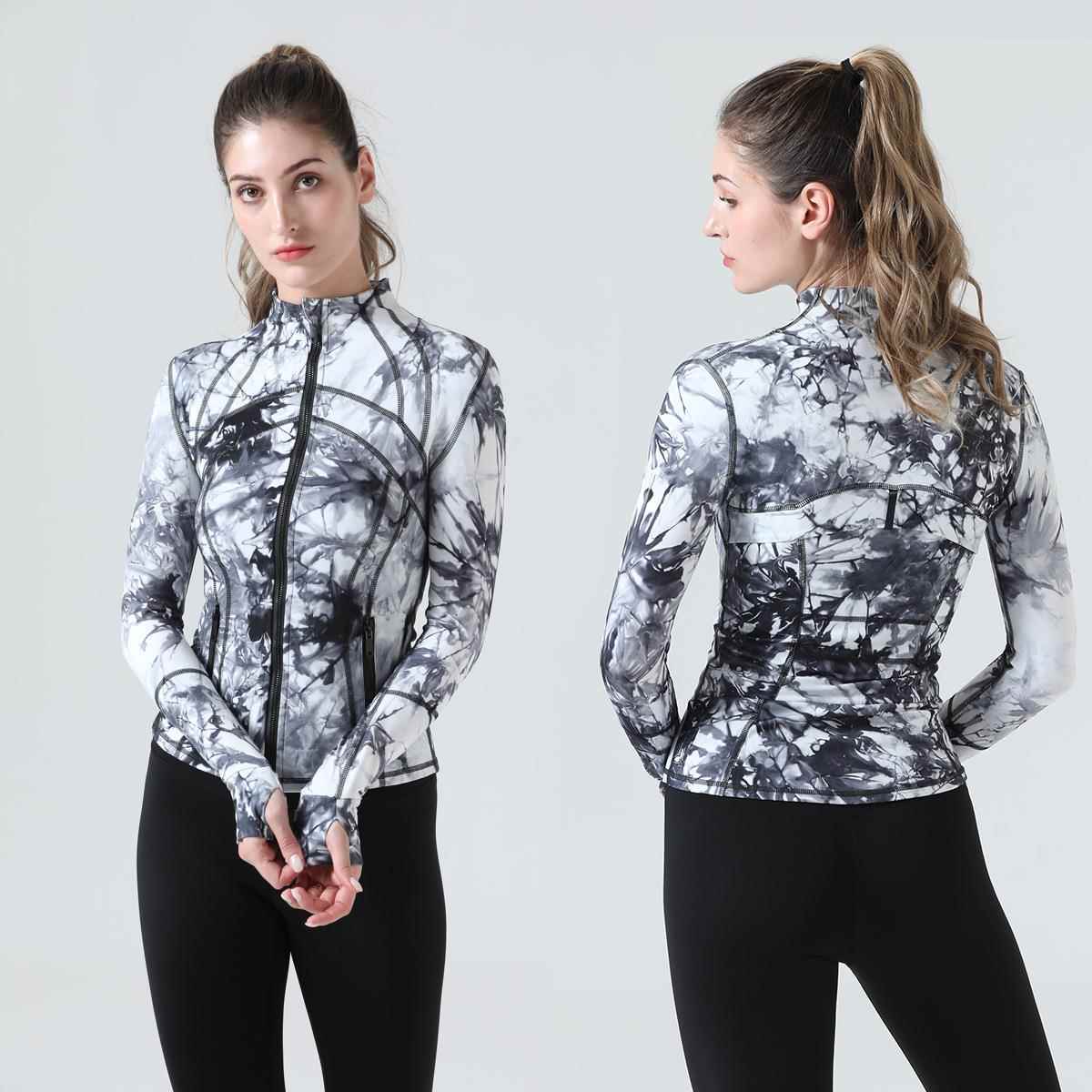 Tie-Dye Yoga Sports Jacket Women Zipper Clothes Long Sleeve