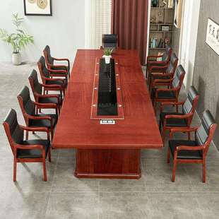 大型会桌议桌长开条形YXHG 油漆实木皮烤漆办公室多人 111组新中式