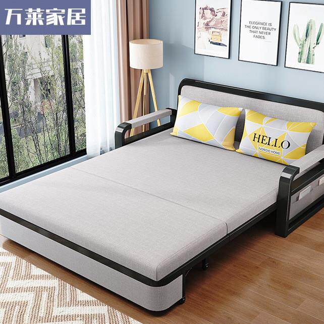 沙发床折叠两用2026新款单人客厅阳台实木折叠床布艺多功能伸缩床