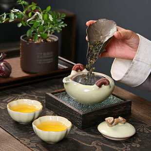 汝窑泡茶套装随身茶具客便携式一壶高端四杯杯旅行户外两杯简易快