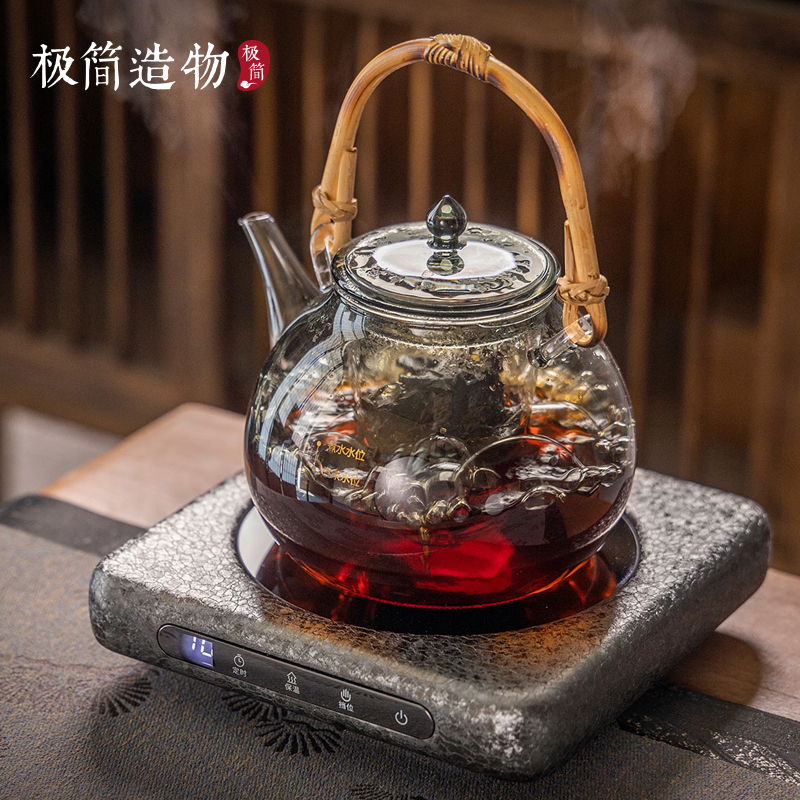 新款高档小坐砚台电陶炉迷你小型煮茶炉器玻璃提梁养生壶家用烧水