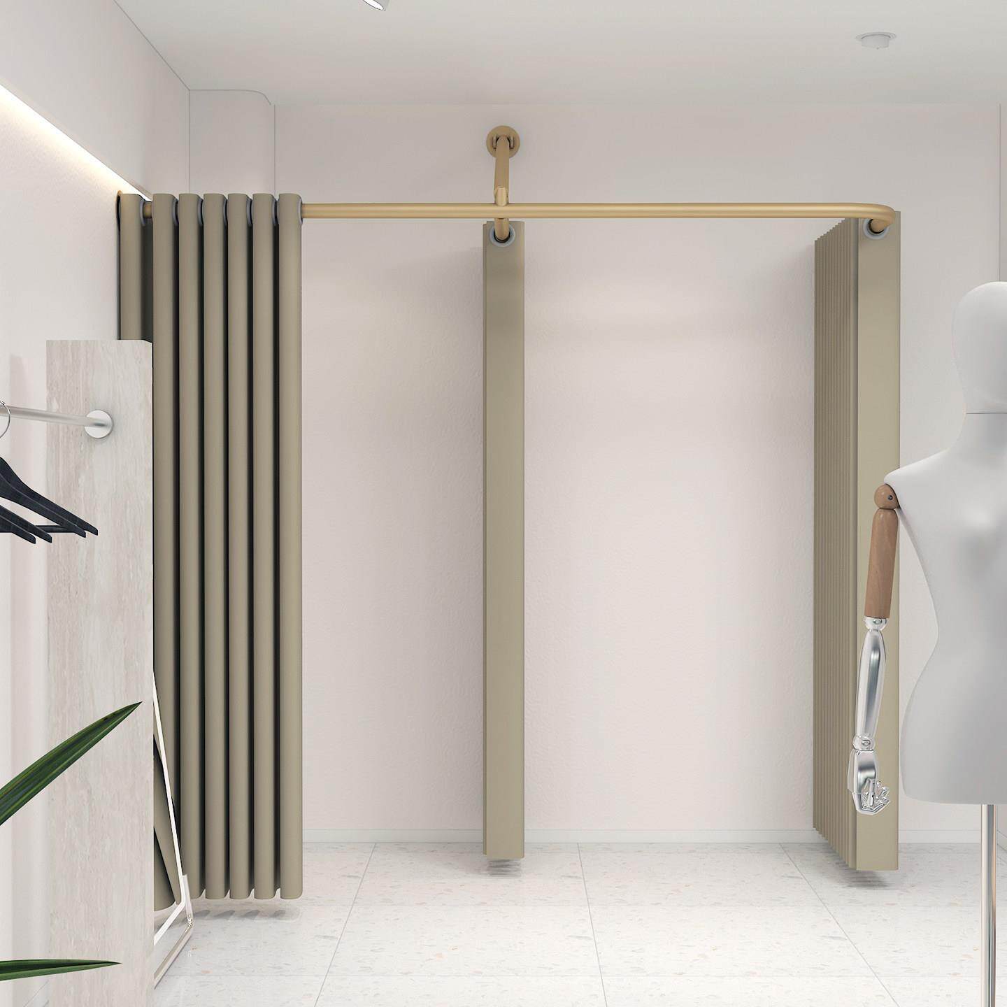 服装店婚纱试衣间F型隔断窗简易移动更衣室商场卖场窗帘杆展示架E