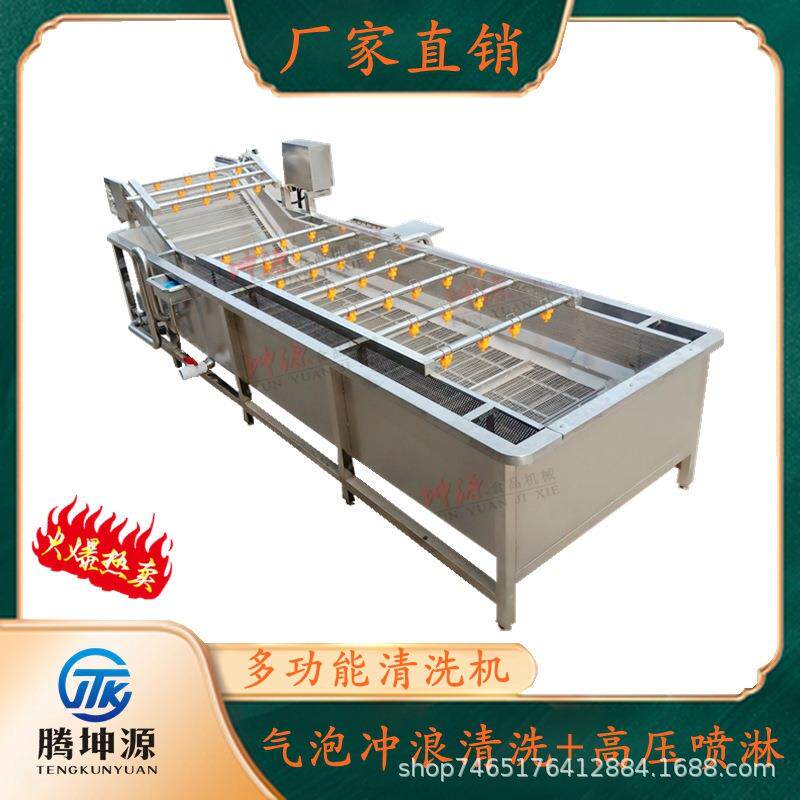 中药材全自动气泡清洗机大型水果蔬菜土豆地瓜山药喷淋清洗设备